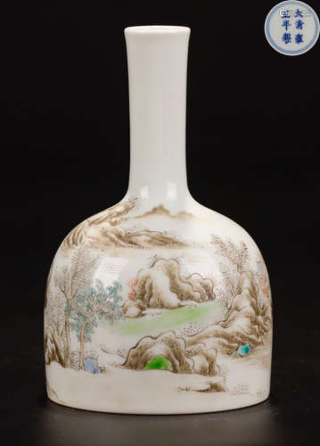 A YONGZHENG PORCELAIN PAINTED LANDSCAPE PATTERN ZUN VASE