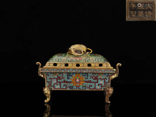 A QIANLONG MARK CLOISONNE CENSER