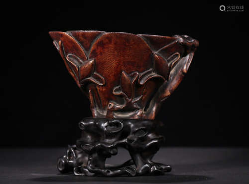 A CHENXIANG WOOD AGARIC ORCHID CUP