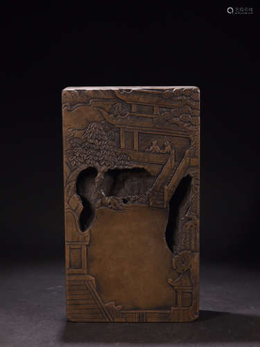 A SONGHUA STONE INK SLAB OF STORY-TELLING PATTERN