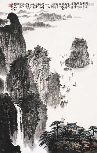 钱松嵒（1899～1985） 九江山色图 立轴 设色纸本