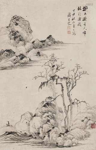 奚冈（1746～1803） 秋林晚景 立轴 水墨纸本