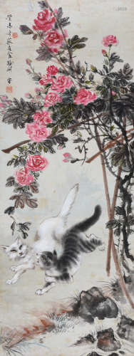 蔡鹤洲（1912～1971） 双猫图 立轴 设色纸本