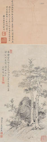 邵弥（1592～1642） 松石 立轴 水墨纸本