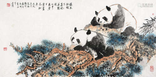 洪世清（1929～2008） 松下高枕 镜片 设色纸本