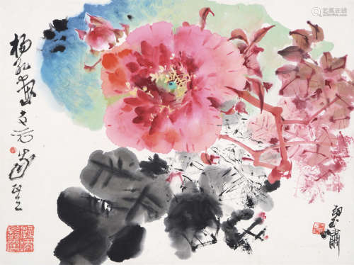 郑乃珖（1911～2005） 富贵图 镜片 设色纸本