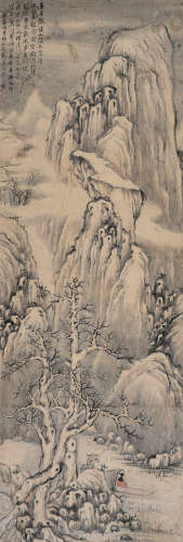黎简（1747～1799） 雪谷晓行 立轴 设色纸本