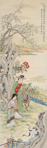 鲍张莹（1890～1980） 仕女 立轴 设色绢本