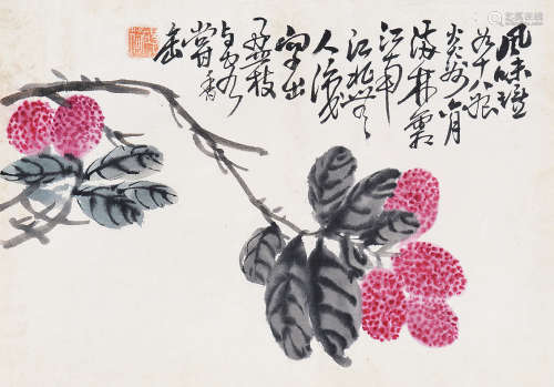吴昌硕（1844～1927） 风味 镜片 设色纸本