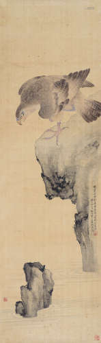 张盘（1812～1890） 雄鹰 镜片 设色绢本