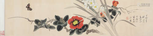 刘述伶（b.1941） 工笔花卉 镜片 设色纸本