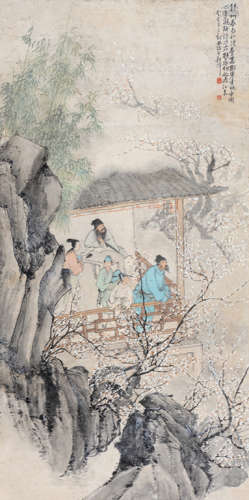程璋（1869～1938） 赏梅图 立轴 设色纸本