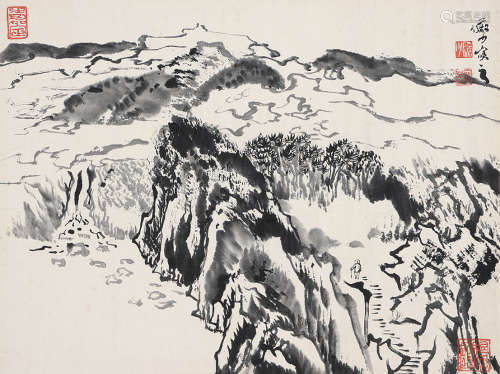 陆俨少（1909～1993） 山水 镜片 水墨纸本