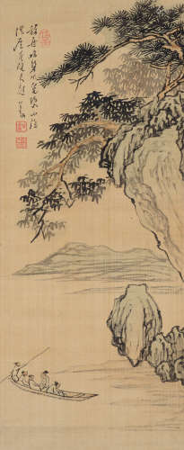 溥儒（1896～1963） 秋山放舟 立轴 设色绢本