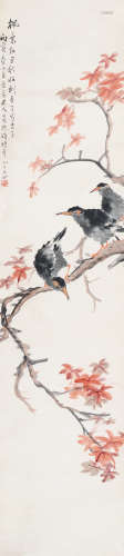 吴淑娟（1853～1930） 鹊上枝头 立轴 设色纸本