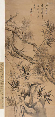 朱鹭（1553～1632） 松竹双清 立轴 水墨绢本