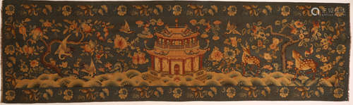 A Chinese Blue Ground Embroidery