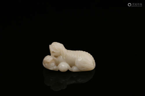 A Chinese Carved Jade Foo-Dogs Decoration