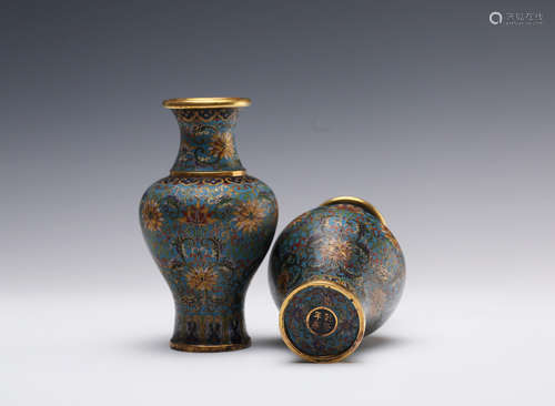 A Pair of Chinese Cloisonne Vases