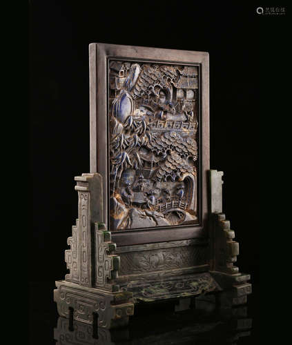 A Chinese Carved Jade Screen