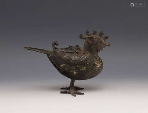 A Chinese Bronze Bird Decoration