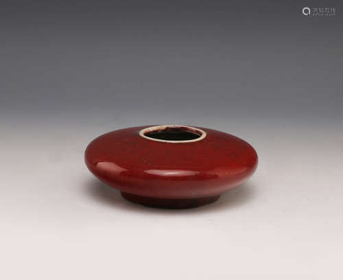 A Chinese Red Glazed Porcelain Brush Washer