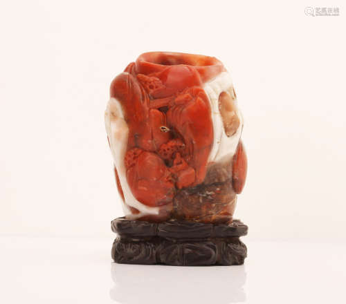 A Chinese Carved Agate Porcelain Vase