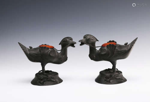 A Pair of Chinese Bronze Incense Burner