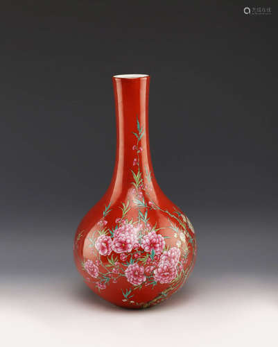 A Chinese Iron-Red Glazed Porcelain Vase