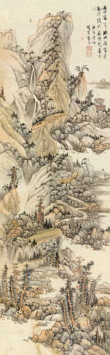 蓝瑛（1585～1664） 1650年作 富春山色 立轴 设色纸本