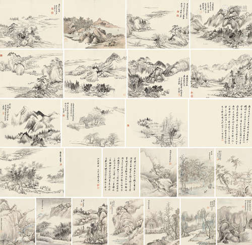 王翚（1632～1717） 仿古山水册 （两册） 册页 （十开）（十二开） 水墨 设色纸本