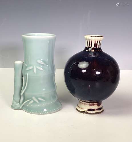 Celadon Glazed and Flambe Glazed Porcelain Vases