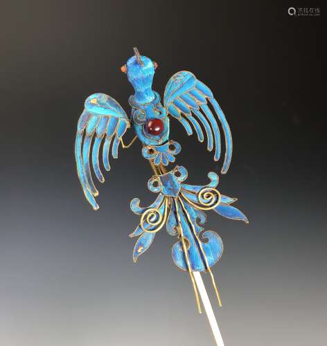 Chinese Kingfisher Feather Hair Pin
