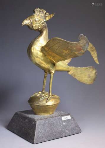 Very Rare 8th Century Gold-On-Silver Phoenix Finial