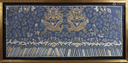 Framed Embroidered Textile Silk Kesi Dragon Panel