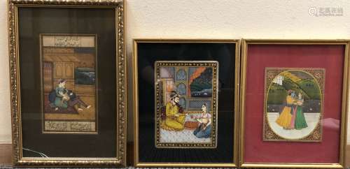 Set of three Indian paintings