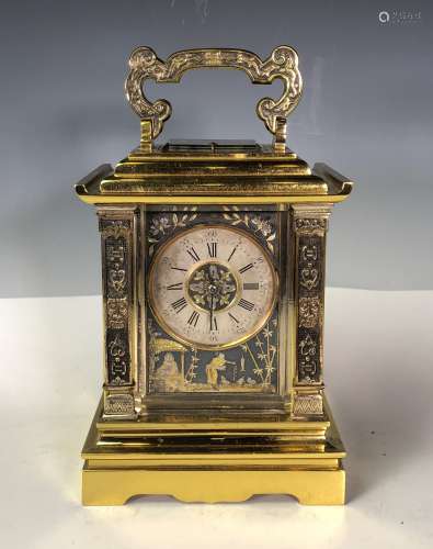 Achille Brocot French Gilt and Silvered Carriage Clock
