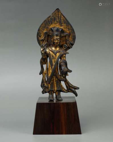 Gilt Bronze Buddhist Votive Stele of Guanyin