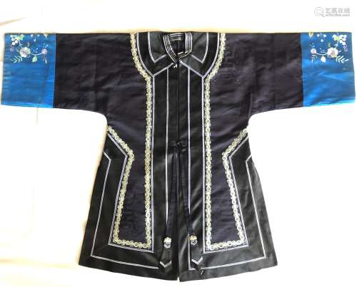 Silk Robe with Embroidered Sleeve Panels