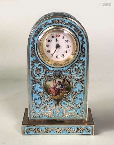 Blue and Silver Enamel Clock