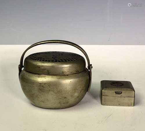 White bronze Censer with matching Box