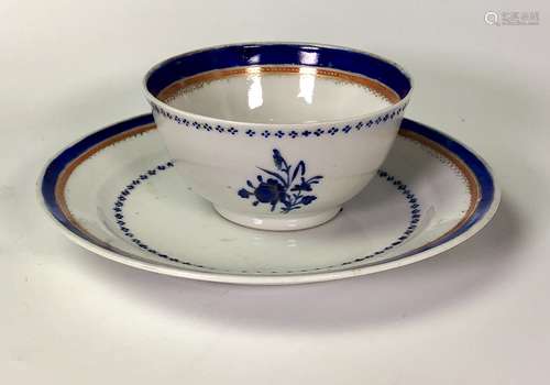 18th c Chinese export porcelain bowl and plate