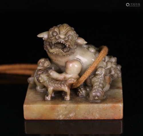 Soapstone mythical beast seal