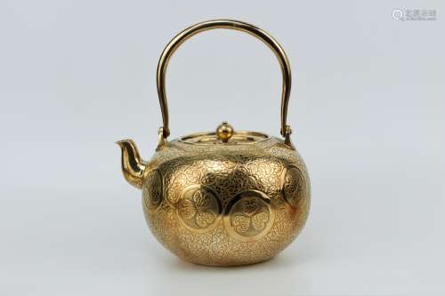 Silver inscribed tea pot with mark