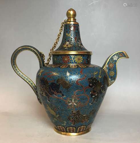 Cloisonne Enamel Gilt Bronze Pot