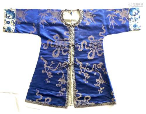 Child's Blue Silk Brocade Robe