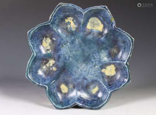 A Blue Glazed Ceramic Dish, Tang Dyn.