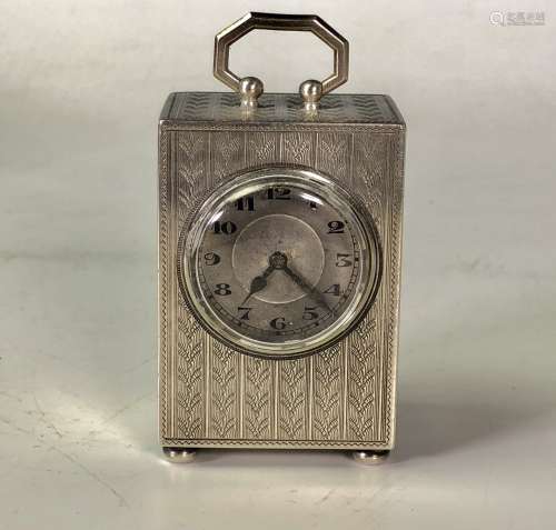 Sterling Silver Miniature Clock