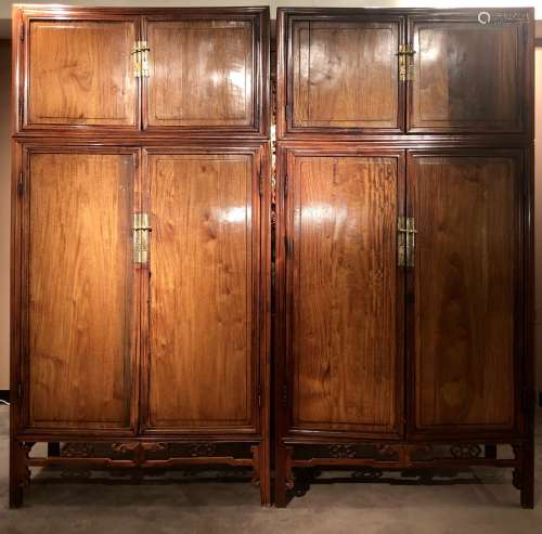 Pair Of Fine And Rare Huanghuali Compound Cabinet