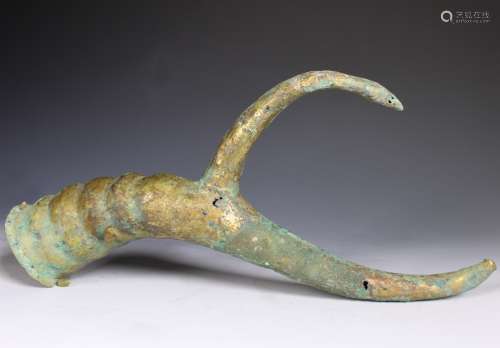 7th C Gilt Bronze Horn
